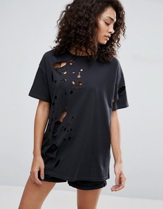 Oversize-футболка с прорехами ASOS - Серый