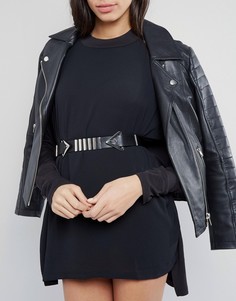 ASOS Double Buckle Triangle Detail Waist Belt - Черный