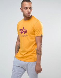 Желтая футболка классического кроя с логотипом Alpha Industries - Черный