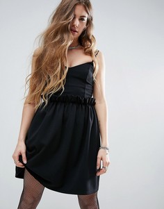 Платье мини с рюшами на талии ASOS - Черный
