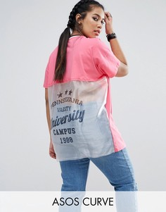 Футболка с принтом ASOS CURVE - Розовый
