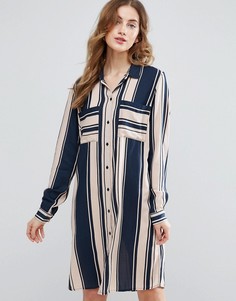Платье-рубашка в полоску Vila - Темно-синий