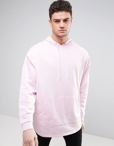 Супердлинный oversize-худи со ступенчатой кромкой ASOS - Фиолетовый