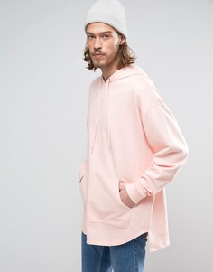 Супердлинный oversize-худи со ступенчатой кромкой ASOS - Розовый