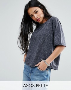 Футболка из ткани с добавлением льна ASOS PETITE - Серый