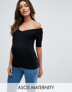 Топ с открытыми плечами ASOS Maternity - Черный