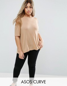 Топ с открытыми плечами и запахом ASOS CURVE - Бежевый