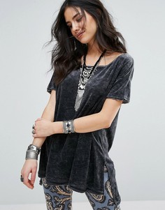 Футболка с эффектом кислотной стирки Free People Doran - Черный