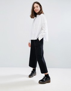 Укороченные брюки с широкими штанинами Monki - Темно-синий