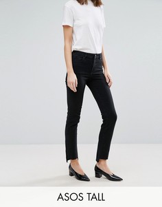 Черные прямые джинсы с асимметричными краями ASOS TALL - Черный