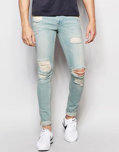 Супероблегающие рваные джинсы ASOS - Синий