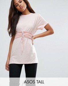 Футболка с корсетом ASOS TALL - Розовый