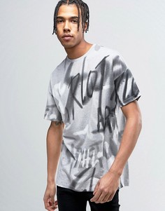 Свободная футболка с принтом граффити ASOS - Серый