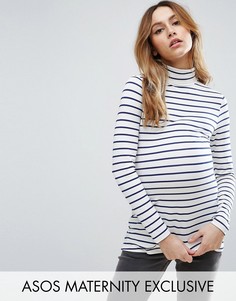 Топ в полоску с высоким воротом ASOS Maternity - Мульти