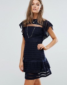 Платье мини с рукавами-оборками Foxiedox - Темно-синий
