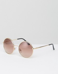 Круглые солнцезащитные очки в стиле 90-х Monki - Золотой
