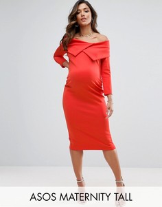 Платье с широким вырезом ASOS Maternity TALL - Красный