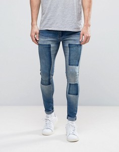 Супероблегающие джинсы с рваными коленями Liquor &amp; Poker - Темно-синий