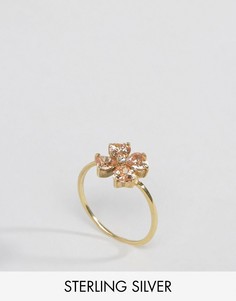 Позолоченное серебряное кольцо с цветком ASOS - Золотой