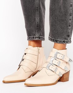 Кожаные ботильоны с пряжкой ASOS RYDER - Бежевый