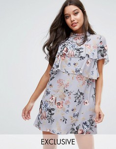 Платье с цветочным принтом и оборками эксклюзивно для Missguided - Мульти