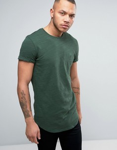 Удлиненная футболка из меланжевого трикотажа с отворотами на рукавах Religion - Зеленый