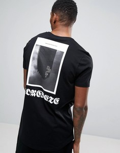 Свободная длинная футболка с фотографическим принтом на спине ASOS - Черный