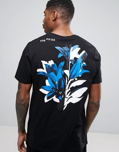 Свободная футболка с цветочным принтом на спине ASOS - Черный