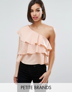 Топ на одно плечо с оборками Boohoo Petite - Розовый