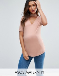 Топ с высоким воротом и декольте ASOS Maternity - Stone
