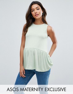 Топ без рукавов с широкой оборкой ASOS Maternity - Зеленый