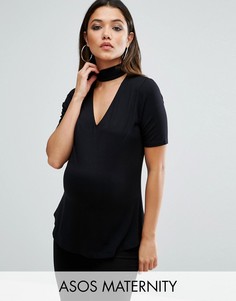 Топ с высоким воротом и декольте ASOS Maternity - Черный
