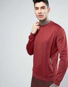 Бордовый свитшот с карманами на молнии ASOS - Красный
