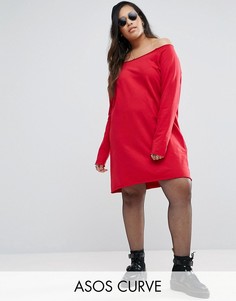 Трикотажное платье с открытыми плечами ASOS CURVE - Синий