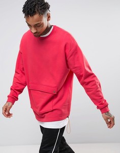 Длинный оversize-свитшот с карманом спереди ASOS - Красный