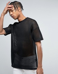 Свободная сетчатая футболка ASOS - Черный
