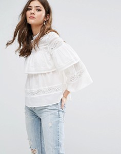 Многослойная кружевная блузка Miss Selfridge - Белый