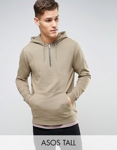 Худи с короткой молнией ASOS TALL - Бежевый