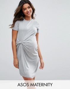 Платье-футболка с присборенной драпировкой ASOS Maternity - Серый