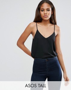 Тканый двухслойный топ ASOS TALL - Черный