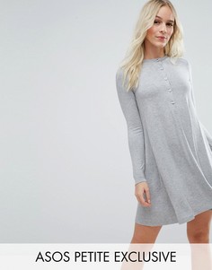 Свободное платье на пуговицах ASOS PETITE - Серый