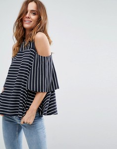Топ в полоску с открытыми плечами ASOS - Мульти