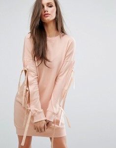 Трикотажное платье с бантами на рукавах Missguided - Розовый