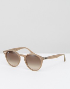 Серо-коричневые солнцезащитные очки в круглой оправе Ray Ban - Бежевый