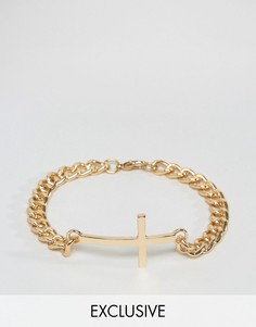 Золотистый браслет-цепочка с крестом Reclaimed Vintage - Золотой