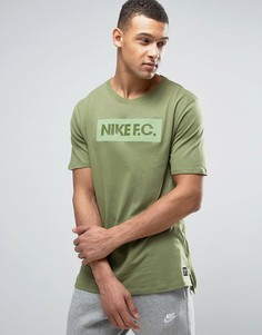 Зеленая футболка с логотипом и удлиненным краем Nike F.C. 831695-387 - Зеленый