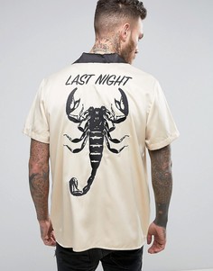 Рубашка классического кроя со скорпионом и вышивкой ASOS - Бежевый