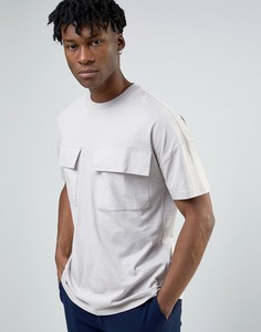 Серая длинная oversize-футболка с карманами ASOS - Серый