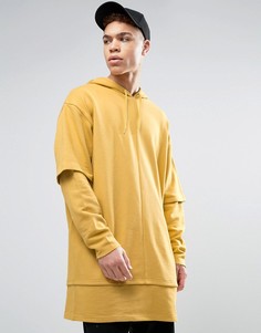 Длинное oversize-худи с двухслойной отделкой ASOS - Желтый