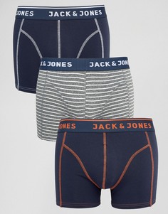 Набор из 3-х боксеров-брифов в полоску Jack &amp; Jones - Темно-синий